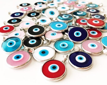 evil eye bead, bulk, murano glass beads, evil eye pendant, evil eye charm, silver evil eye charm, evil eye necklace, handmade murano beads