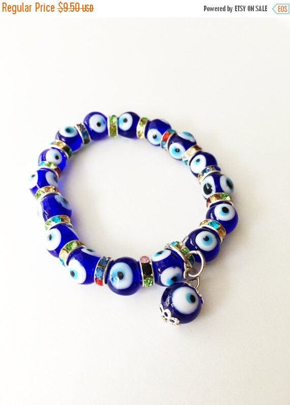 FREE SHIPPING Evil Eye Charm Bracelet Glass Evil Eye Bracelet