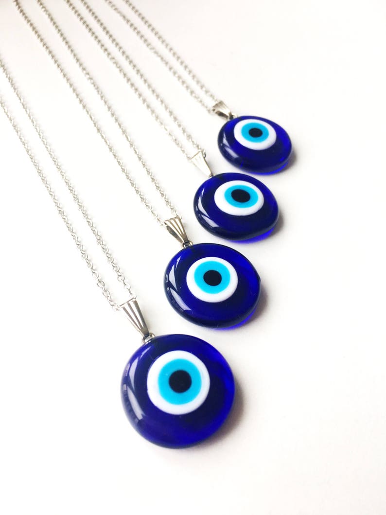 Evil eye necklace, blue evil eye bead, evil eye charm necklace, nazar boncuk, glass evil eye bead, turkish evil eye, silver necklace jewelry 