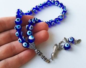 Glass Greek Komboloi - glass evil eye beads - evil eye komboloi -  glass komboloi - nazar boncuk - turkish evil eye - greek beads