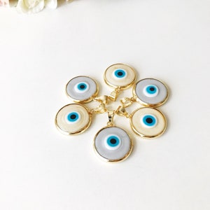Evil eye beads 5 pcs, murano glass beads, evil eye charm for necklace, glass evil eye charms, evil eye necklace, ojoturco charms, maldeojo image 3