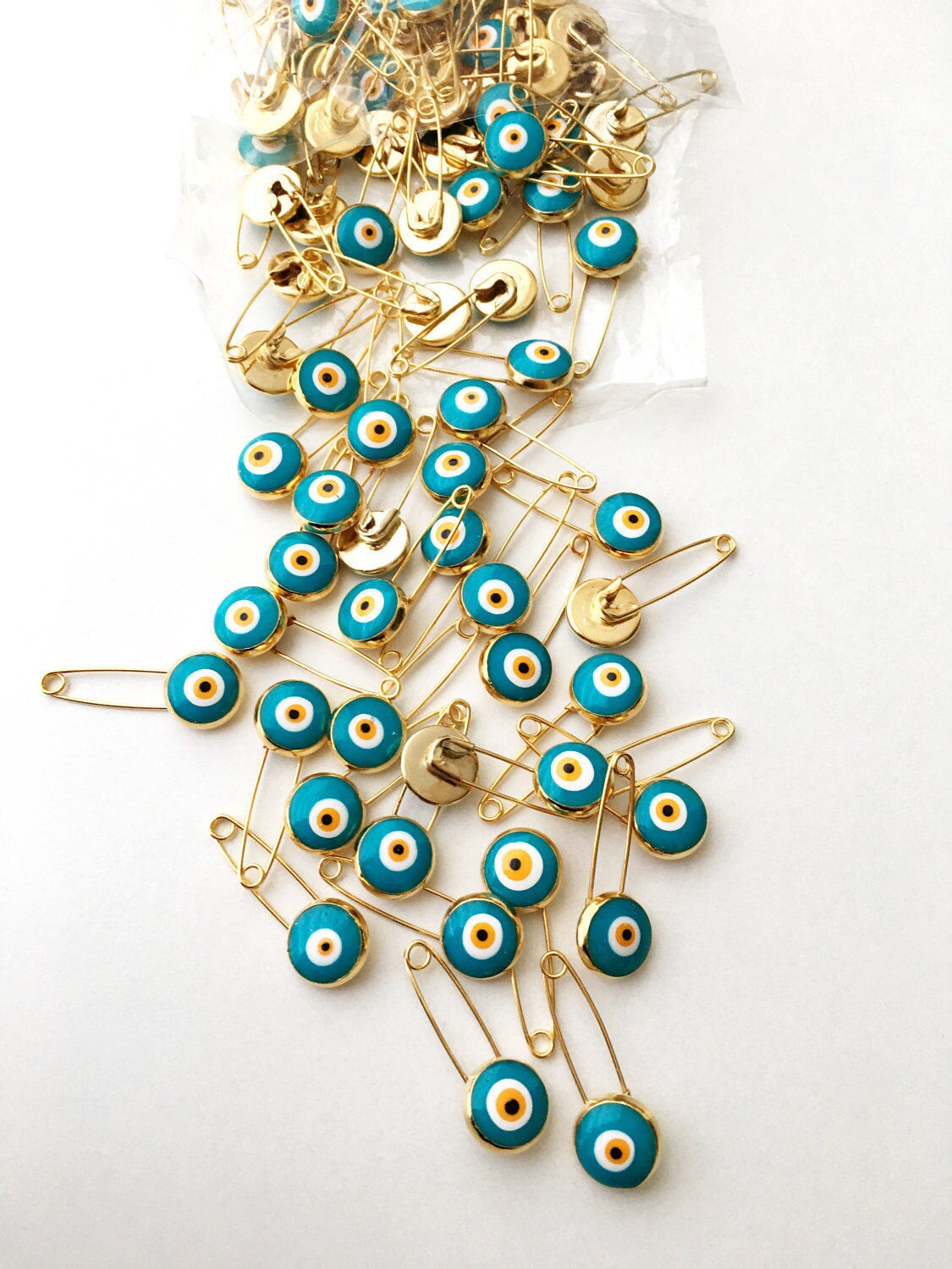 5 Pcs Evil Eye Safety Pin Green Evil Eye Stroller Pin Safety Etsy