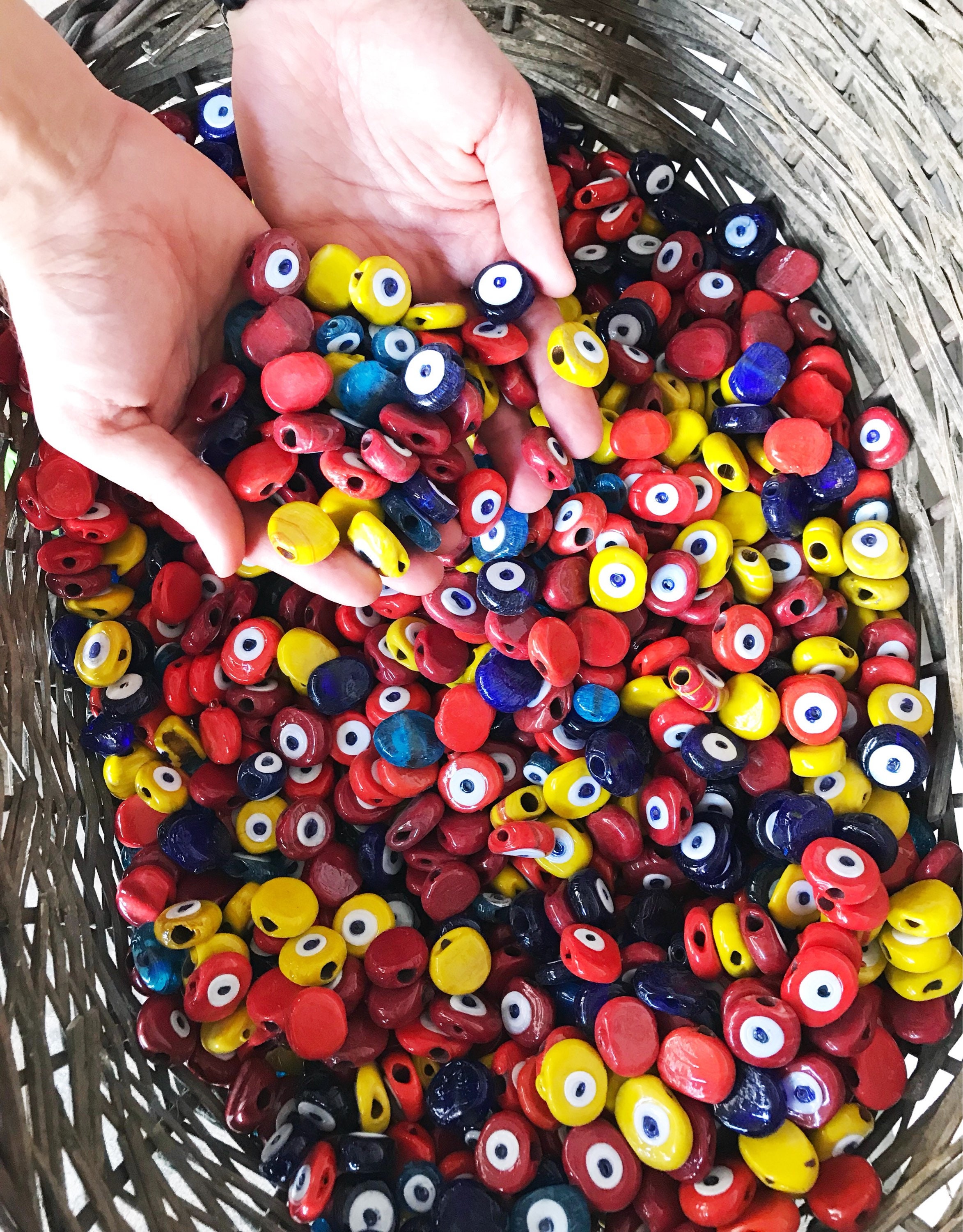 5 pcs Clear Evil Eye Beads, evil eye charm, murano glass beads, blue e –  Evileyefavor