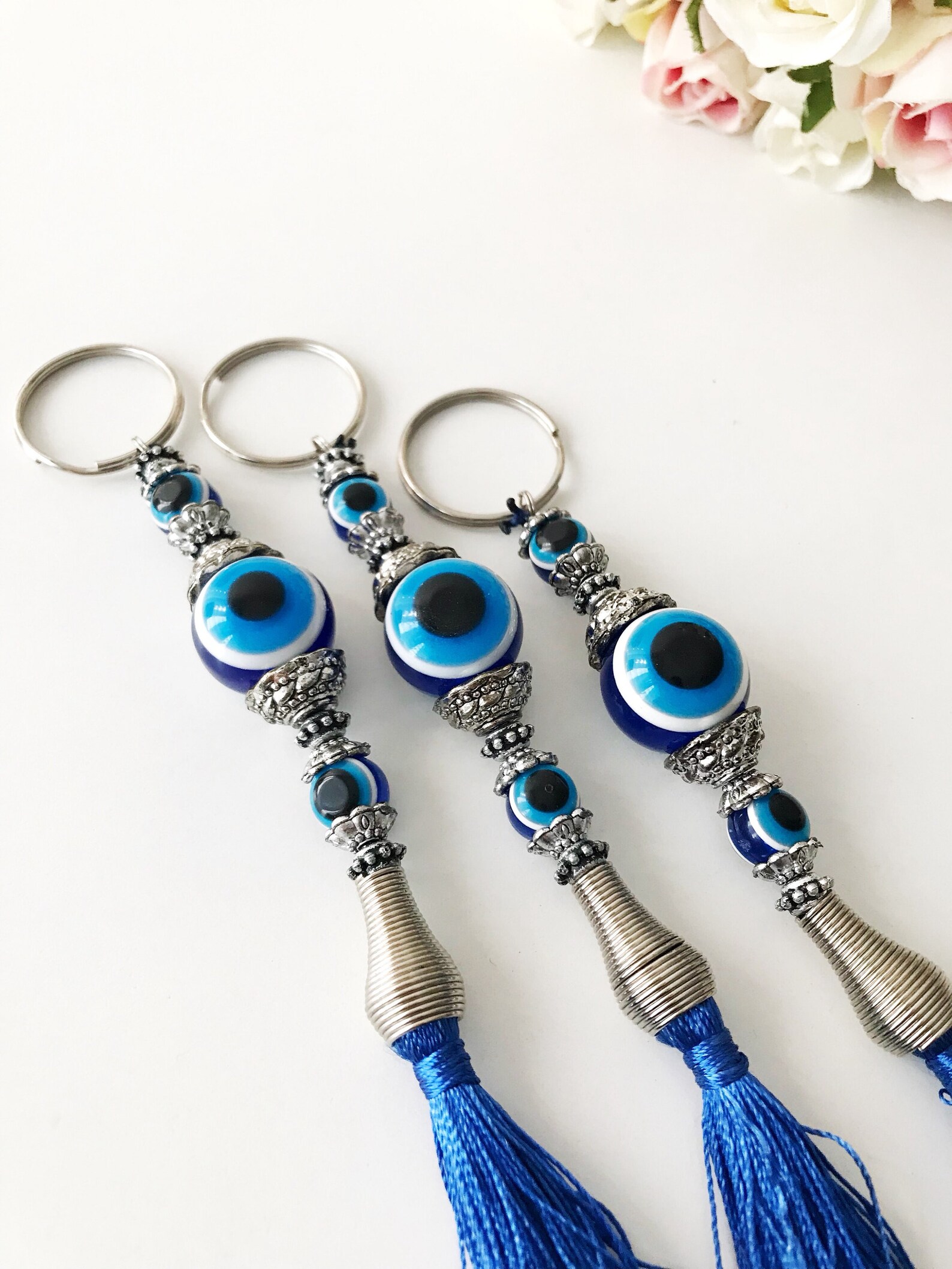 Evil Eye Key Chain Evil Eye Keychain Tassel Keychain Evil Etsy