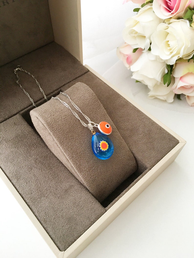 lamp work evil eye necklace Murano glass evil eye necklace evil eye beads greek evil eye blue evil eye necklace evil eye charm necklace
