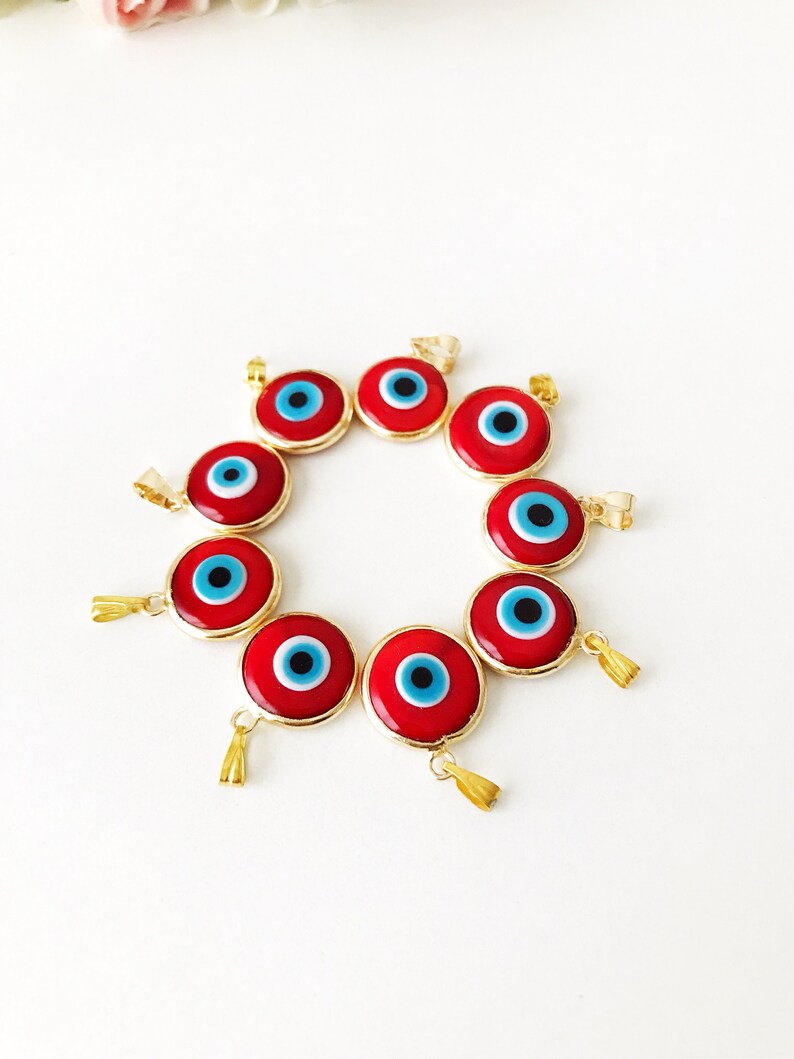 Evil Eye Bead Red Evil Eye Bead Murano Bead Glass Evil Eye Etsy