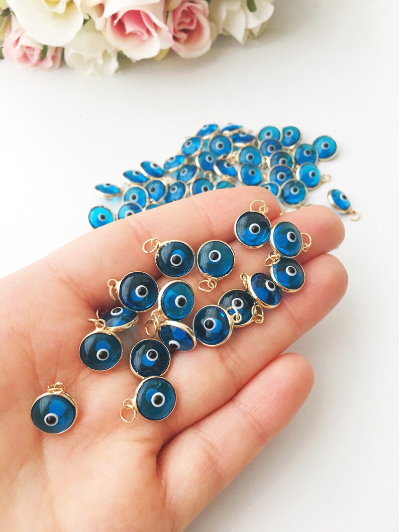 Evil eye charm, bulk set 100 pcs, evil eye beads, turquoise evil eye charms, wholesale evil eye, evil eye necklace charm, jewelry diy image 3