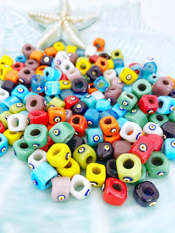 100pcs/Lot Flat Round Evil Eye Beads For Bracelets Making Mixed