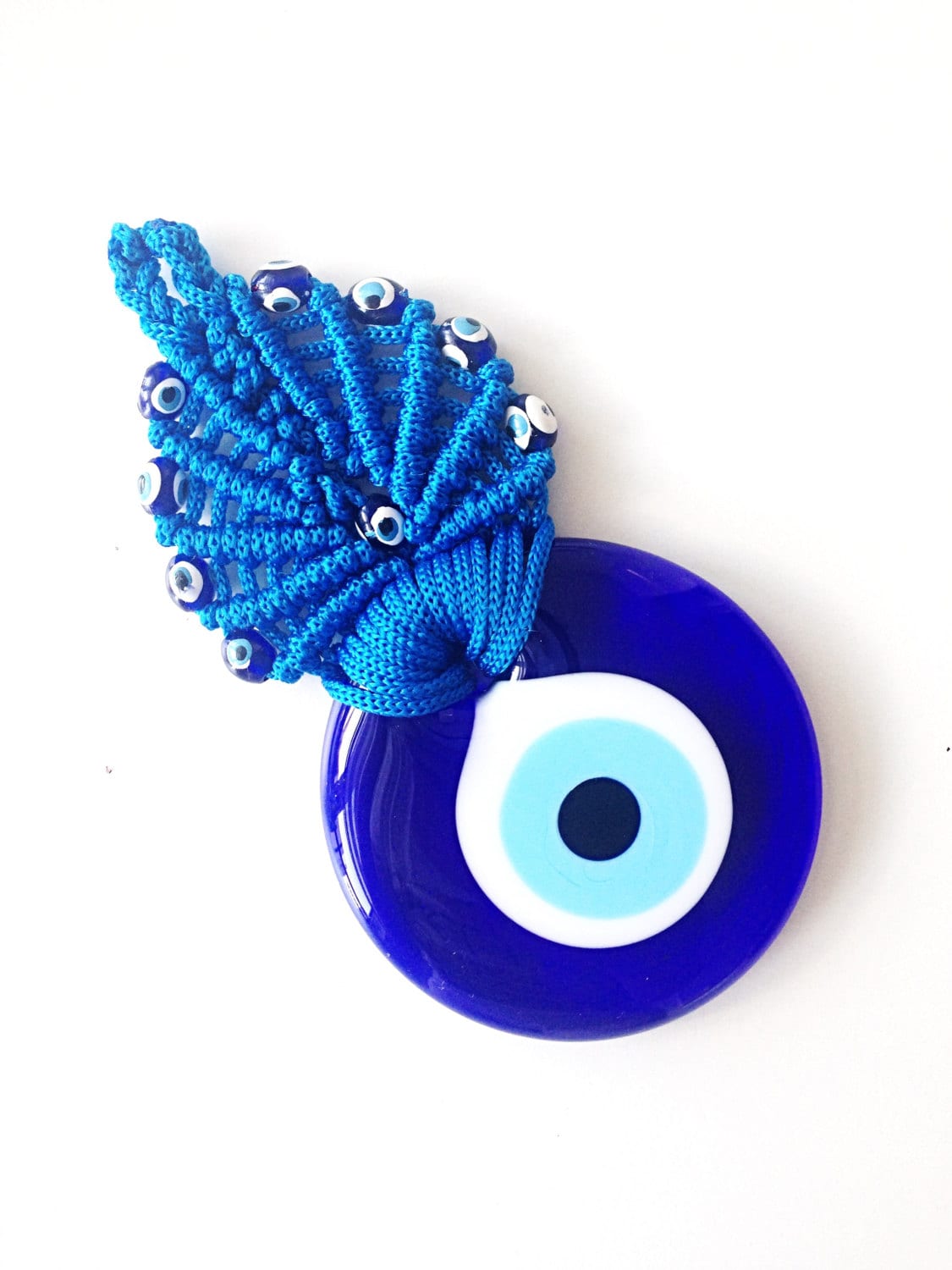 Amuleto de protección del mal de ojo turco con cuentas decorativas,  colgante decorativo de Macramé para el hogar y automóvil, se puede colgar  en la pa