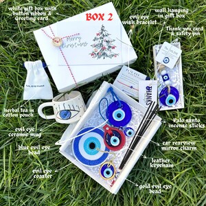 Christmas Gift Box Evil Eye, Greek Evil Eye Bead Jewelry, Gift Basket for Men Women, Self Care Package, House Protection, Spiritual Gift Box BOX 2