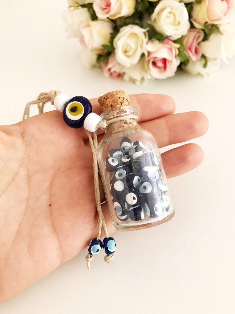 rustic wedding favor cork bottle favors eye Wedding favors for guests mini bottle wedding favors greek wedding favors evil eye beads