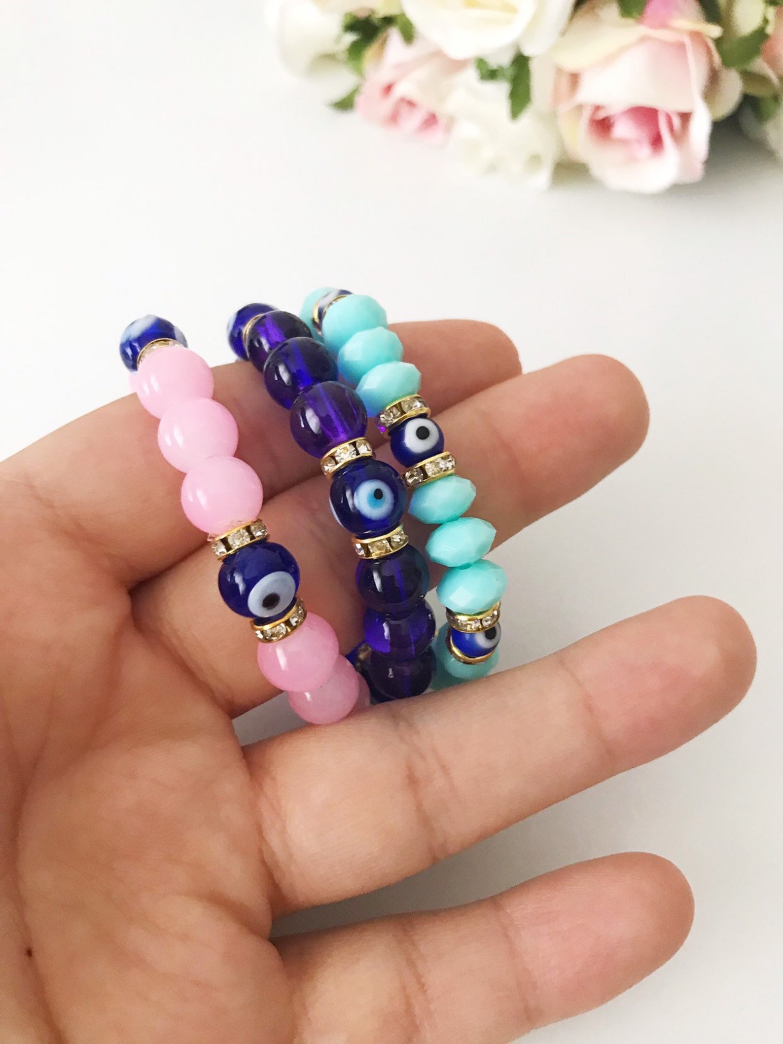 Baby Evil Eye Bracelet Evil Eye Bracelet Glass Eye Bead Etsy