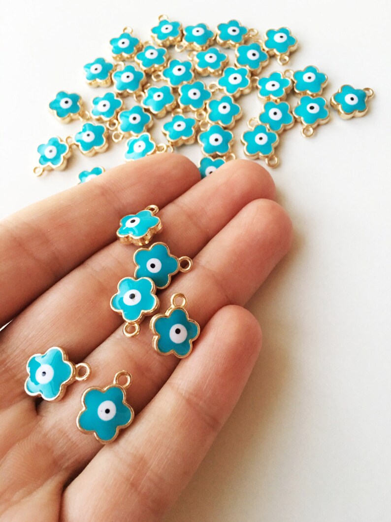 5 Pcs Four Leaf Clover Evil Eye Pendant Four Leaf Clover Etsy