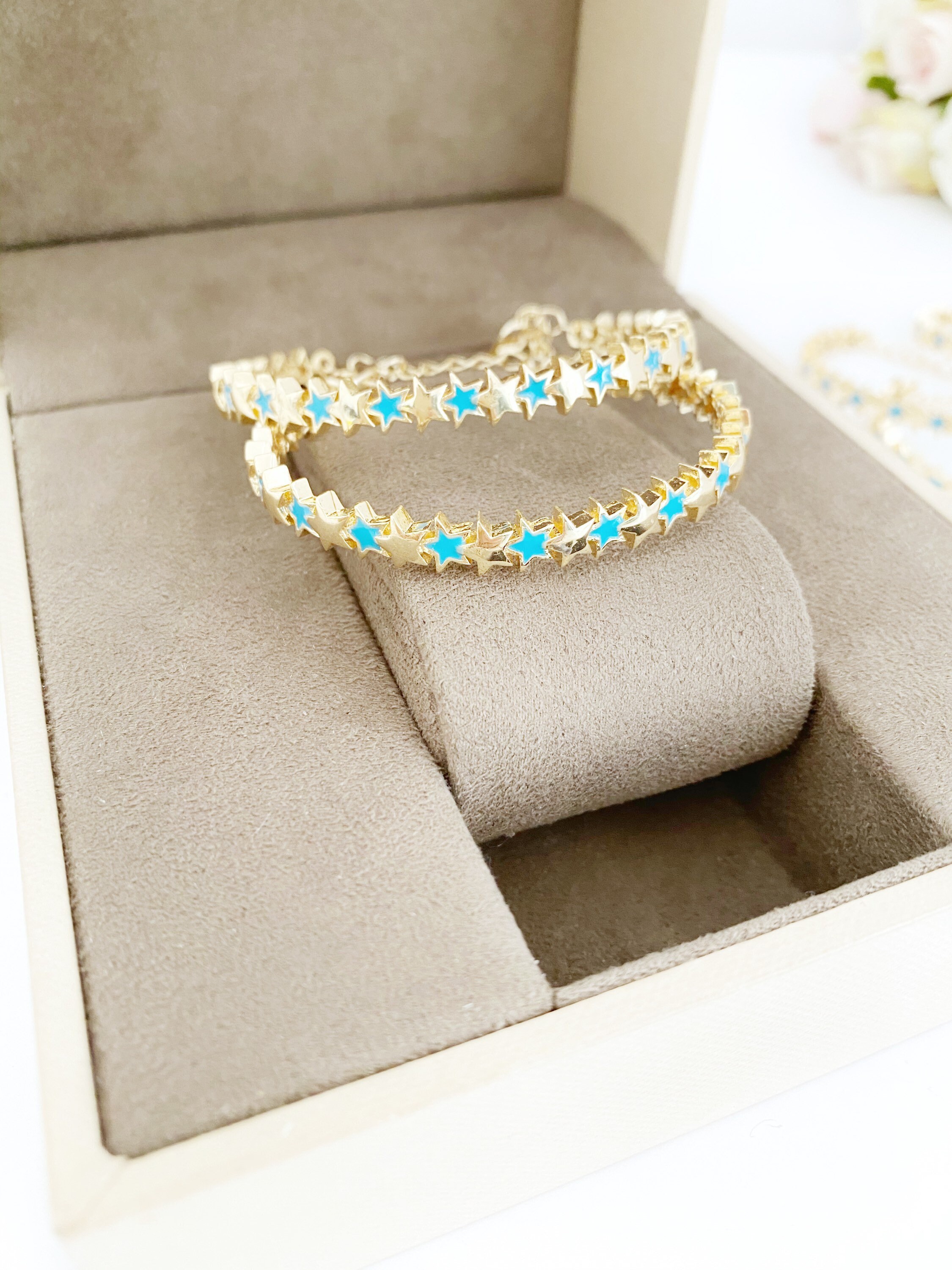 Star Cuff Bracelet Gold Cuff Bracelet Turquoise Star Charm Etsy