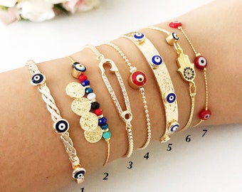 Evil eye bracelet, bangle bracelet, cuff bracelet, evil eye beaded bracelet, gold bracelet, seed beads bracelet, evil eye jewelery, red eye