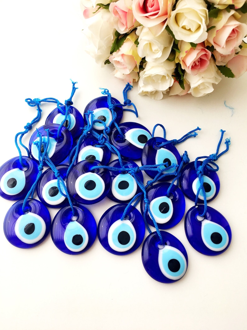 100 pcs blue evil eye charm beads 4.5cm evil eye charm glass evil eye beads turkish evil eye nazar boncuk maldeojo beads nazar b image 2