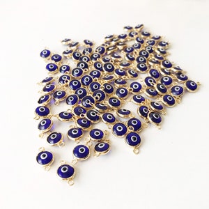 Mini Glass Evil Eye Beads, Blue Evil Eye Charm, Connectors for Unique Jewelry Making, Glass Beads for Bracelets and Necklaces, Good Luck bild 10