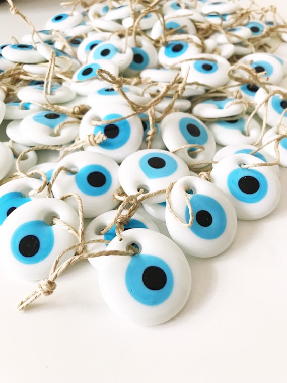EXPRESS FREE SHIPPING 100 Pcs White Evil Eye Beads Evil Eye