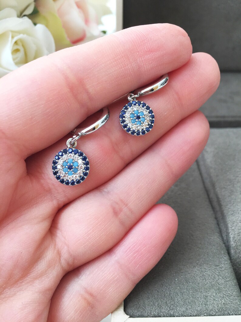 evil eye hoop earrings silver