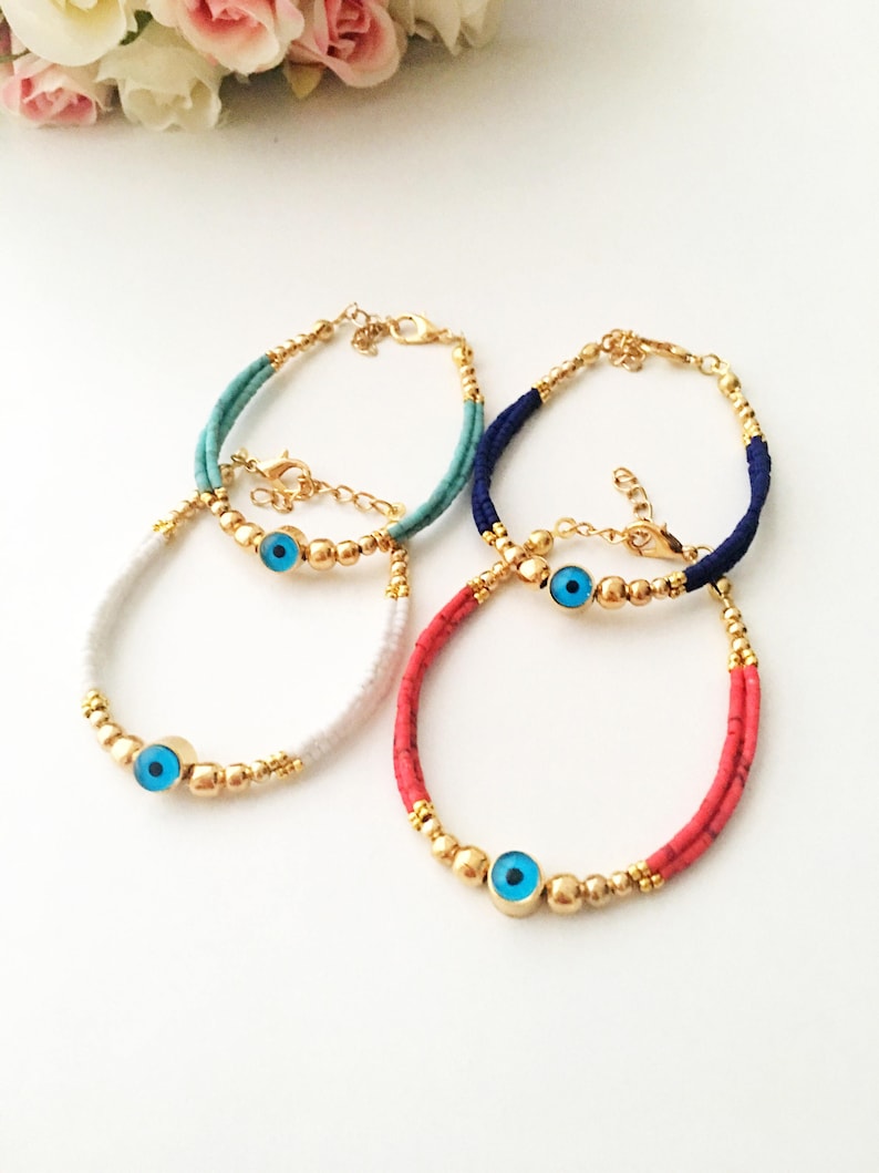 Blue Evil Eye Bracelet Seed Beads Bracelet Evil Eye Charm Etsy