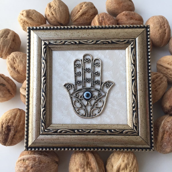 hamsa wall art - hamsa evil eye wall hanging - hamsa hand frame - evil eye wall hanging - macramé wall hanging - hamsa hand wall hanging