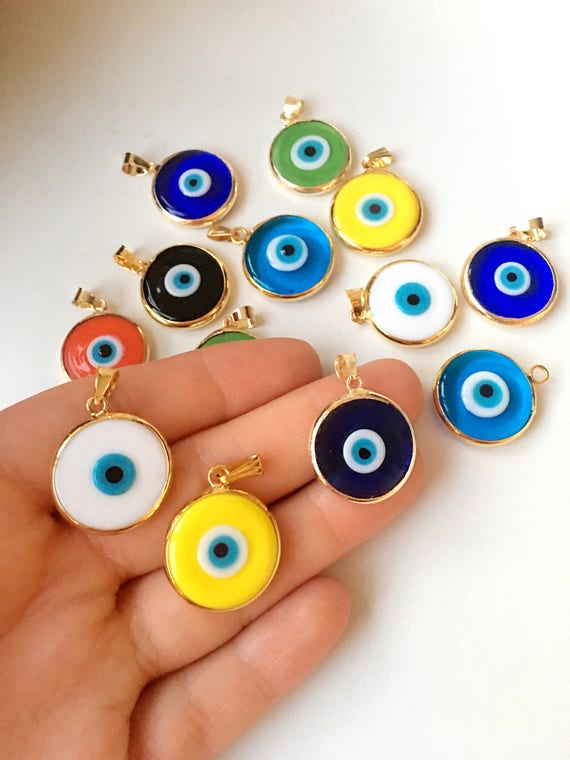 Evil Eye Beads 5 Pcs, Murano Glass Beads, Evil Eye Charm for Necklace,  Glass Evil Eye Charms, Malacchio Beads, Ojoturco Charms, Maldeojo 