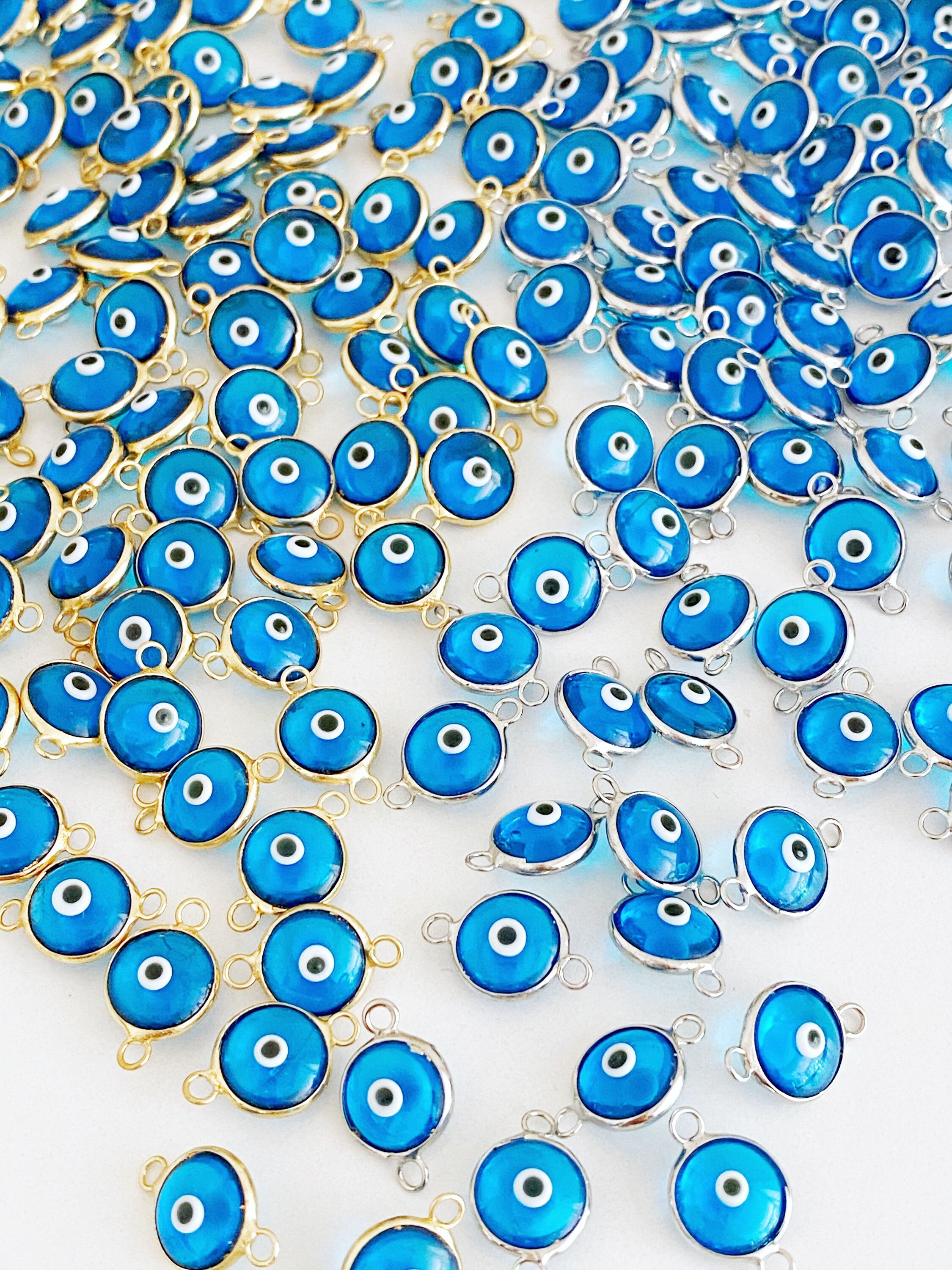 Evil Eye Charm Glass Evil Eye Connectors Turquoise Evil Eye Etsy