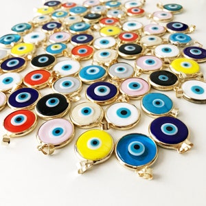 evil eye bead, bulk, murano glass beads, evil eye pendant, evil eye charm, gold evil eye charm, 24K gold frame, malocchio, gold pendant image 4
