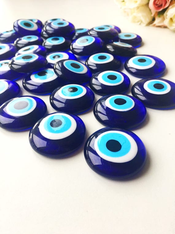  SAVITA 100pcs Blue Evil Eye Beads Eyeball Beads
