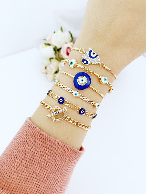 Evil Eye Bracelet, Evil Eye Charm Bracelet, Seed Beads Bracelet, Evil Eye  Jewelry, Blue Beads Bracelet, Miyuki Beads, Greek Jewelry Bracelet 