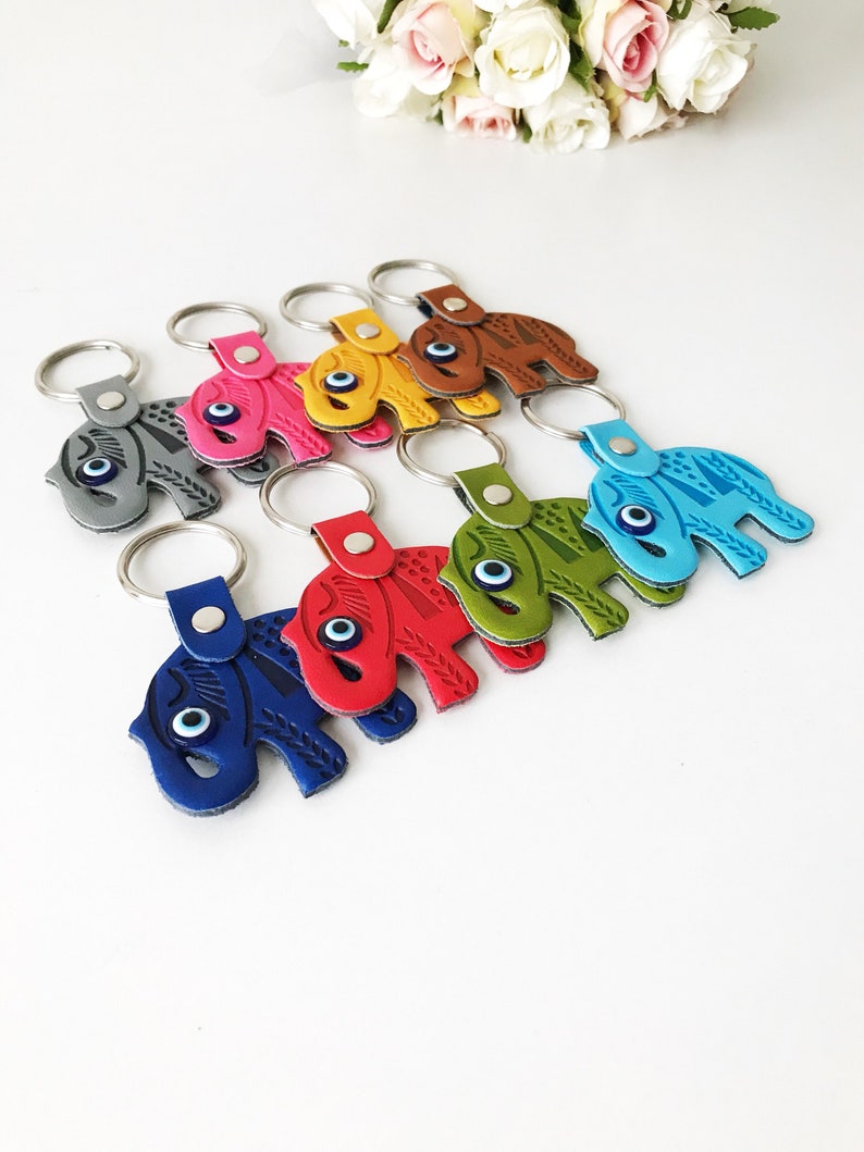 Elephant Keychain Evil Eye Keychain Elephant Keyrings Yoga Etsy