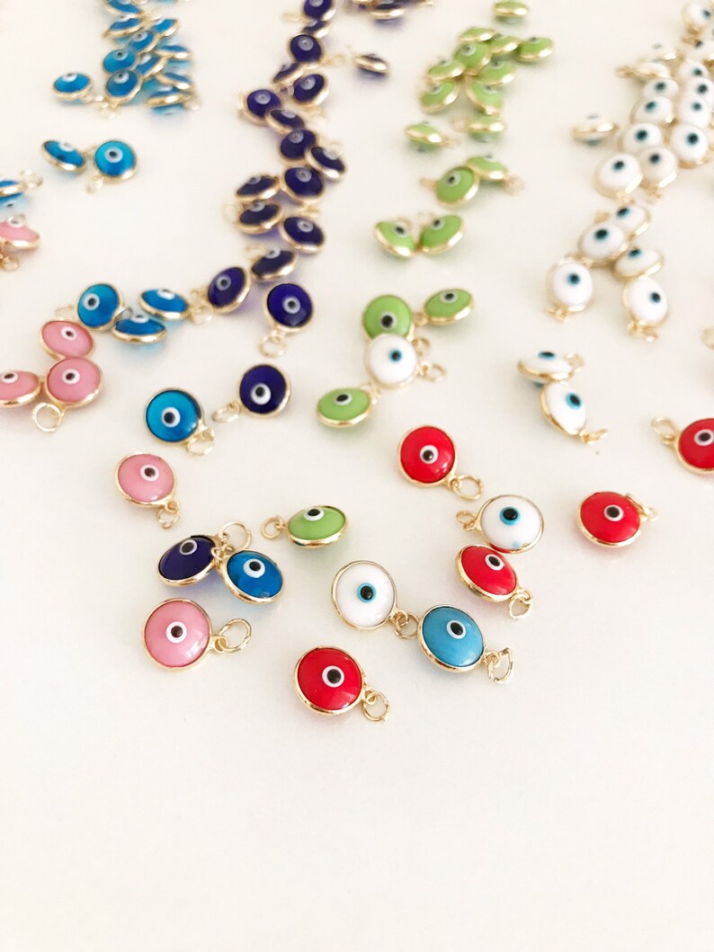 Glass evil eye pendant 10mm evil eye necklace charm green Etsy France