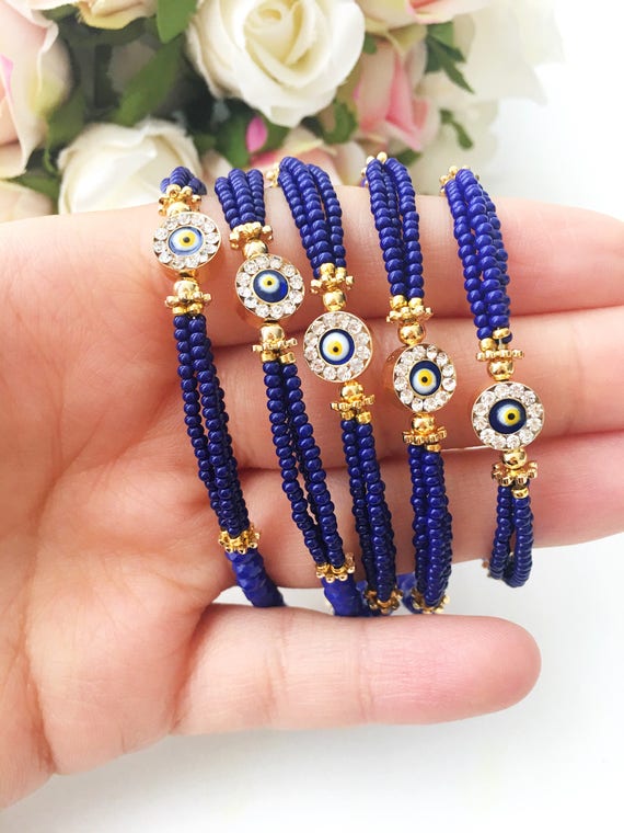 Evil Eye Bracelet, Evil Eye Charm Bracelet, Seed Beads Bracelet, Evil Eye  Jewelry, Blue Beads Bracelet, Miyuki Beads, Greek Jewelry Bracelet 