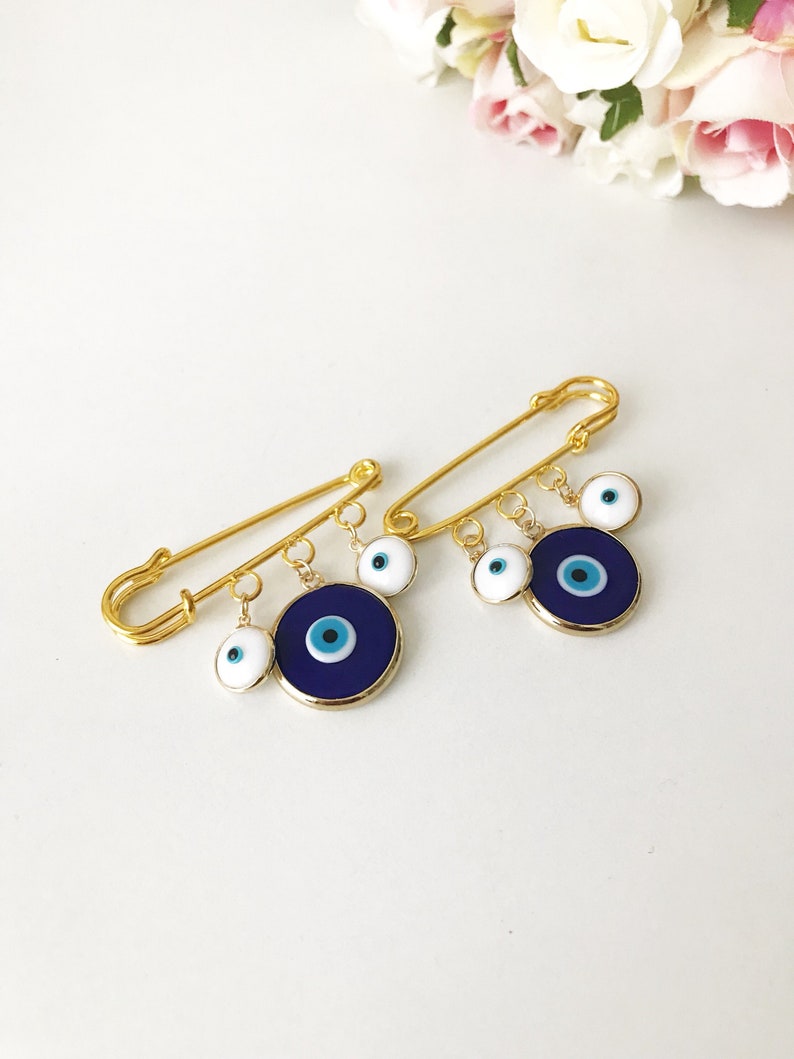 Blue evil eye bead evil eye safety pin murano evil eye bead Etsy