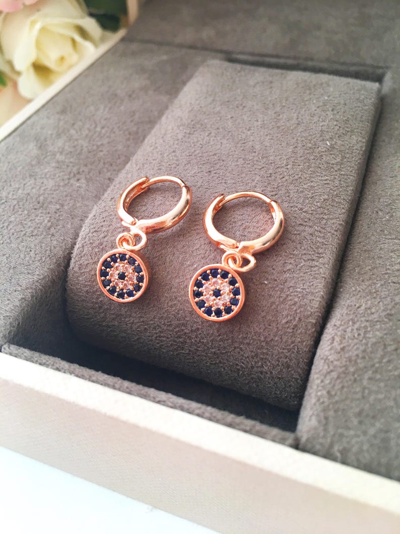 Evil Eye Hoop Earrings Gold Evil Eye Earrings Small Hoop Etsy