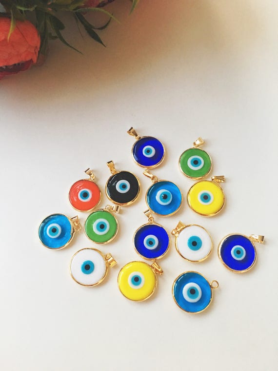 Evil eye beads 5 pcs, murano glass beads, evil eye charm for