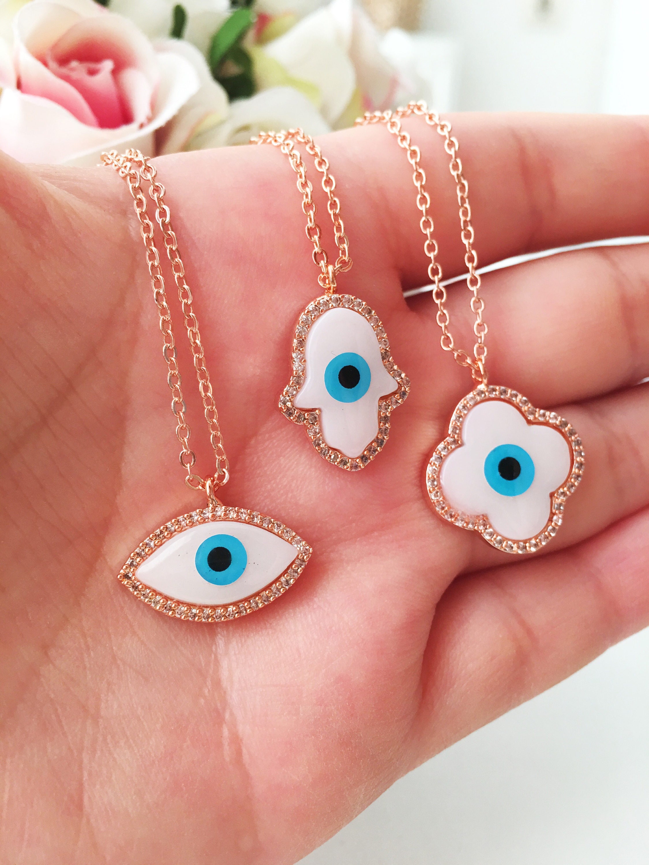 Pearl Charm Necklace Rose Gold 