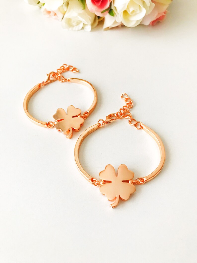 Rose gold bracelet clover bracelet rose gold jewelry four | Etsy