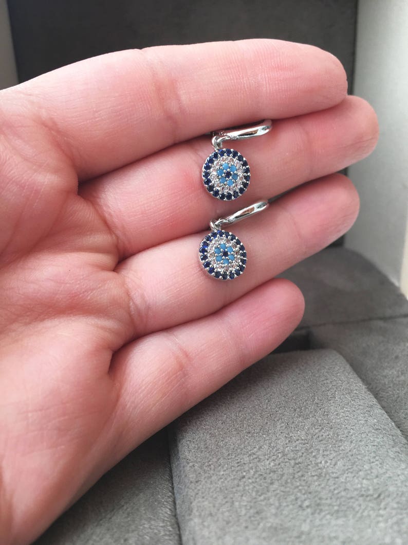 evil eye hoop earrings silver