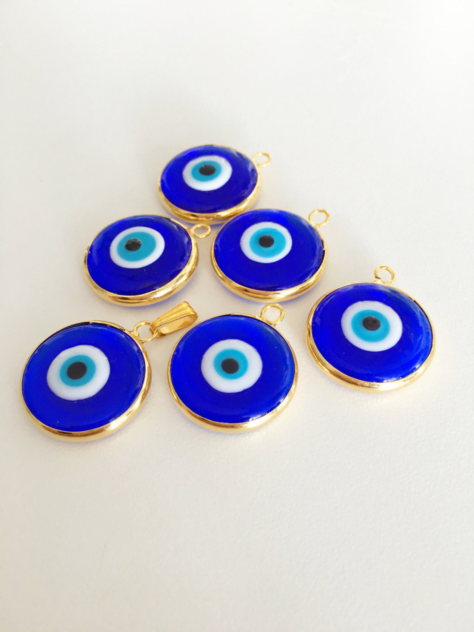 2pcs Gold Plated Evil Eye Pendants 22mm Turkish Handmade Evil Etsy