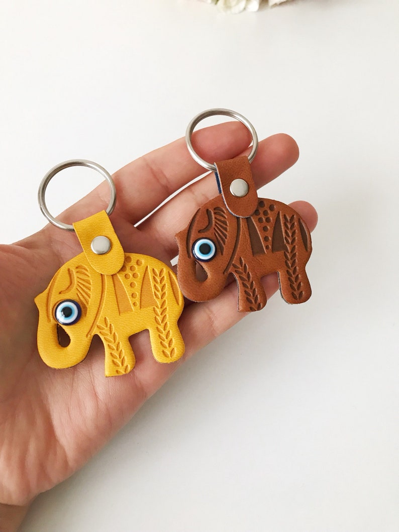 Elephant Keychain Evil Eye Keychain Elephant Keyrings Yoga Etsy