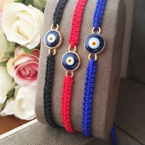 Evil Eye Bracelet, Blue String Evil Eye Bracelet, Red Evil Eye String ...