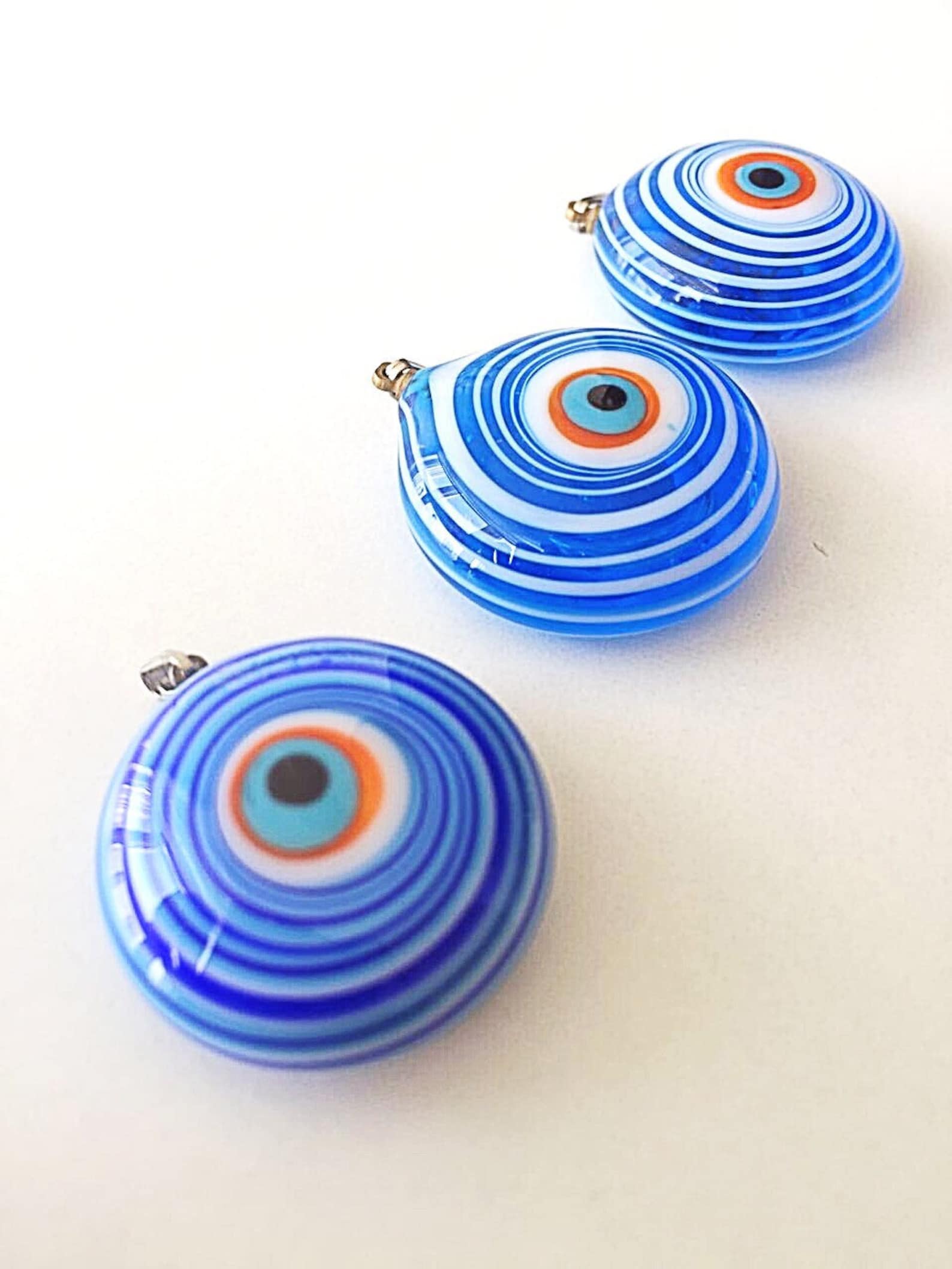 Murano Glass Evil Eye Pendant Lampwork Evil Eye Bead Blue Etsy