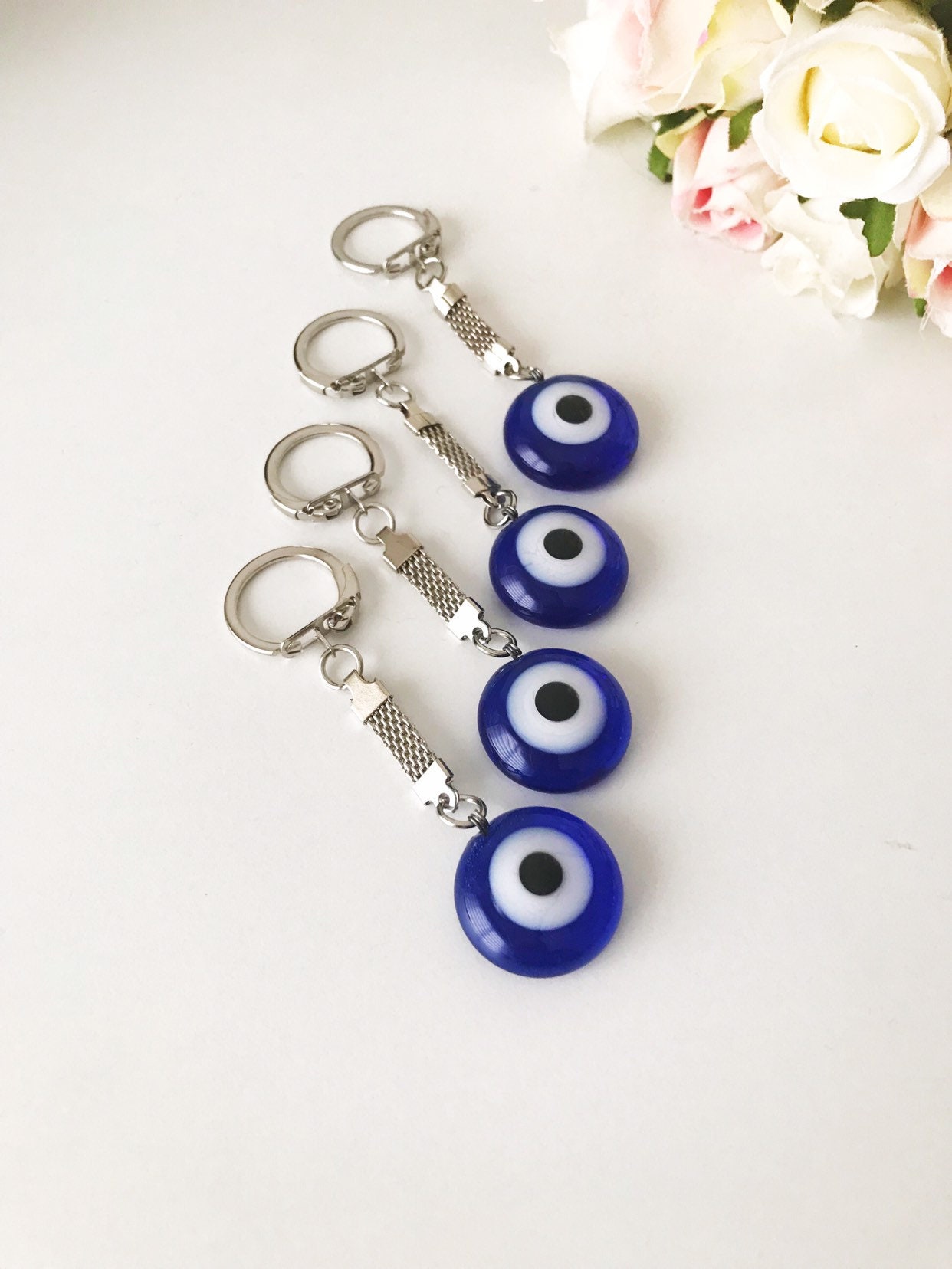 Evil eye keychain evil eye beads lucky evil eye keychain Etsy