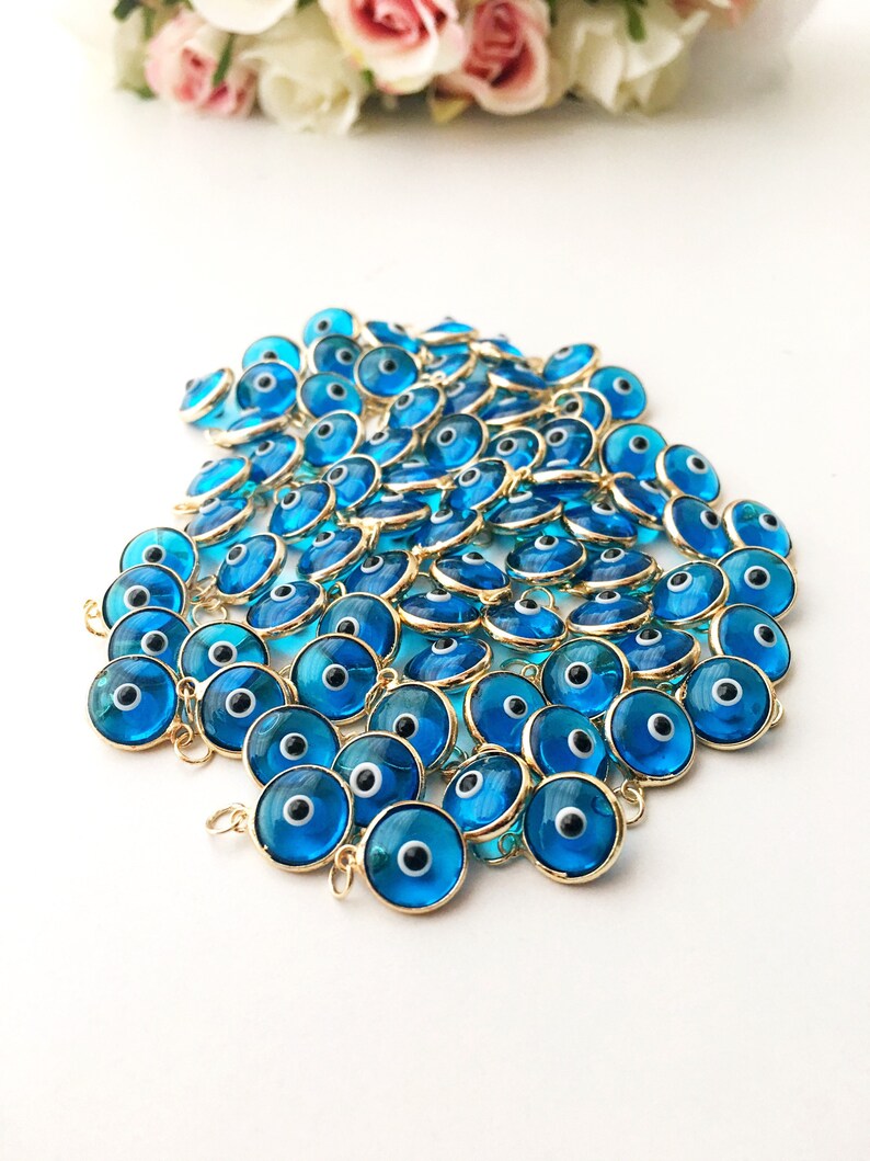 Evil eye charm, bulk set 100 pcs, evil eye beads, turquoise evil eye charms, wholesale evil eye, evil eye necklace charm, jewelry diy image 4