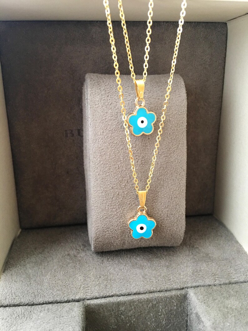 Evil Eye Necklace Evil Eye Charm Necklace Clover Charm Etsy