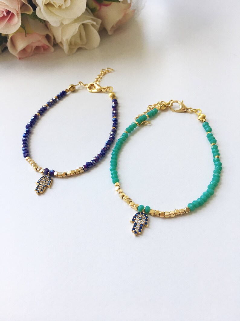 Hamsa Evil Eye Bracelet Zirconia Hamsa Bracelet Hamsa Evil Etsy