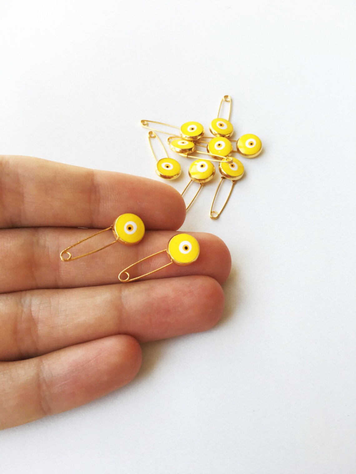 5 Pcs Lucky Evil Eye Safety Pin Protection for Baby Gold Etsy