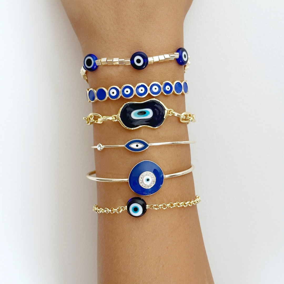 Evil Eye Bracelet, Blue Evil Eye Beads, Greek Evil Eye Jewelry ...