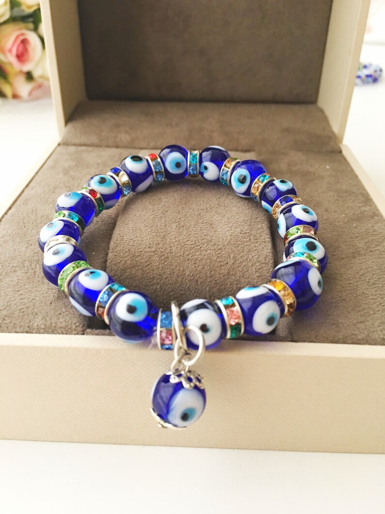 FREE SHIPPING Evil Eye Charm Bracelet Glass Evil Eye Etsy